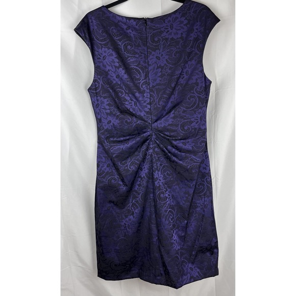 Connected Apparell‎ Violet Black Floral Whimsigoth Jacquard Sheath Dress Size 14 - Picture 2 of 15